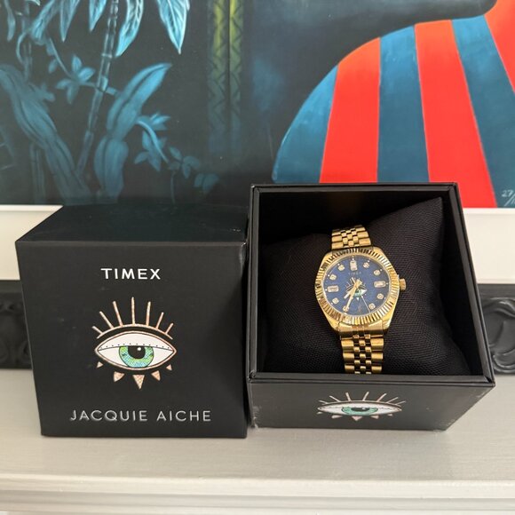 SOLD* NWT Timex X Jacquie Aiche Tribe Eye Blue Dial 36mm Watch - Picture 7 of 14